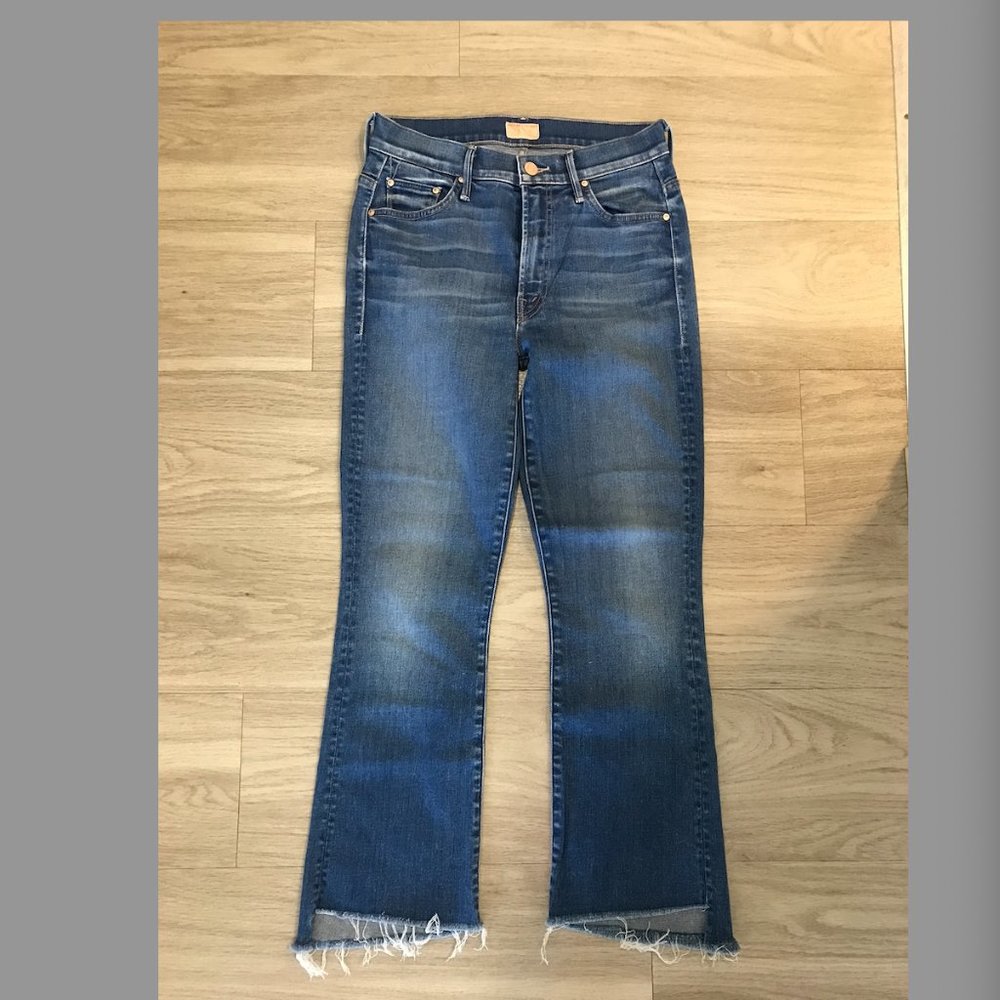 MOTHER DENIM The Insider Crop Step Fray (Color: Blue Moon)